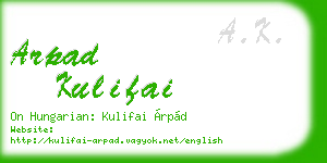 arpad kulifai business card
